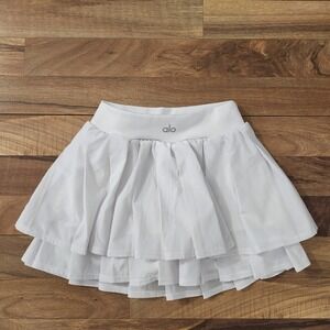 Alo Yoga Double Or Nothing Tennis Skirt/Skort White Size XXS